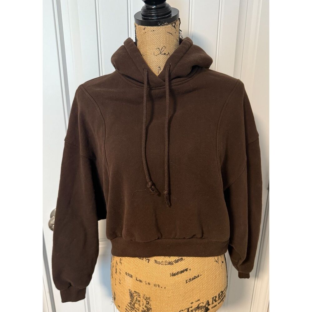 Lazy Sunday Brown Cropped Cozy Athleisure Hoodie EUC